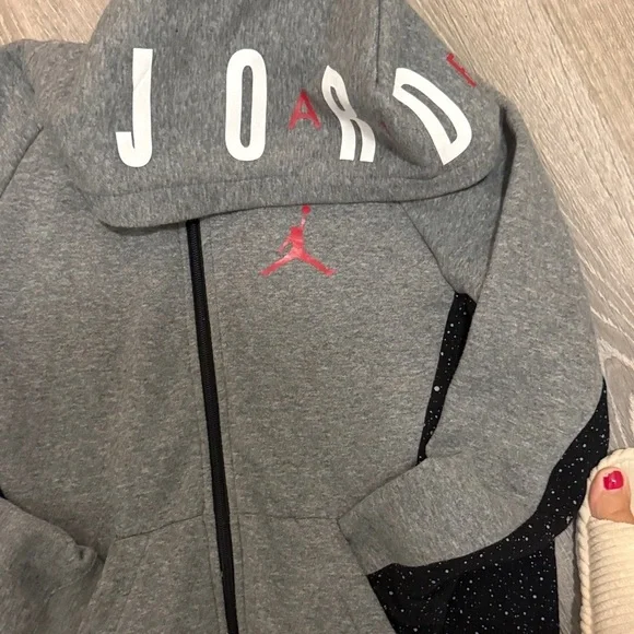 Jordan Kids Gray and Black Zip-Up Hoodie - Picture 3 of 5